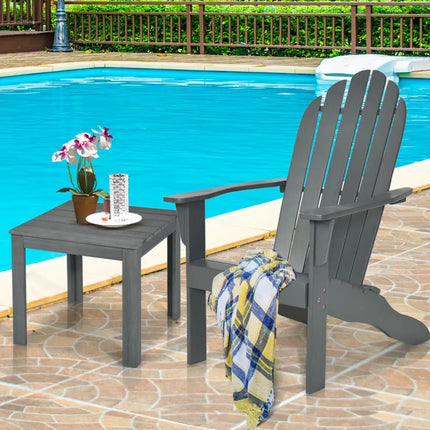 Acacia Wood Outdoor Adirondack Chair with Ergonomic Design-Gray - Gray - Adirondack Chairs