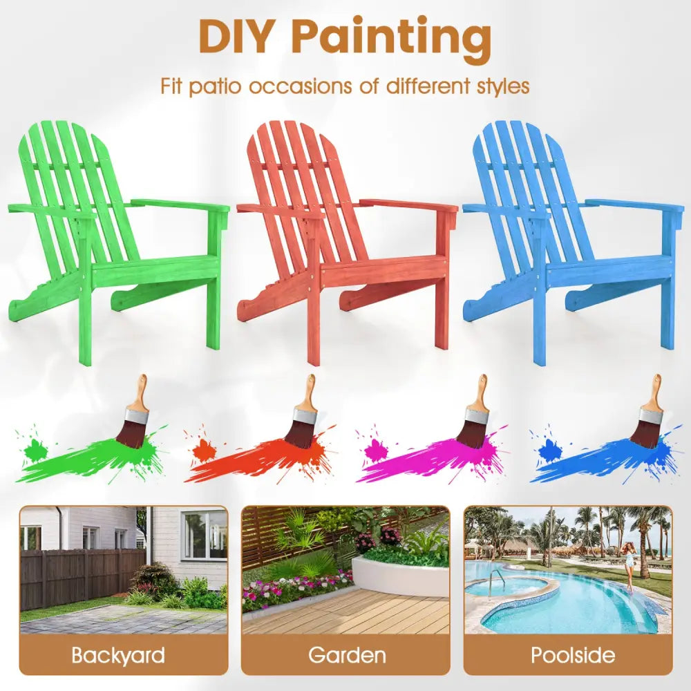 Acacia Wood Outdoor Adirondack Chair with Ergonomic Design-Natural - Natural - Adirondack Chairs