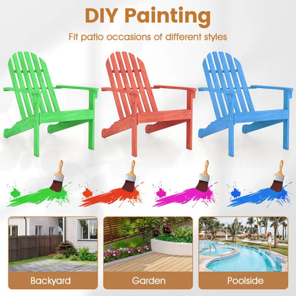Acacia Wood Outdoor Adirondack Chair with Ergonomic Design-Natural - Natural - Adirondack Chairs