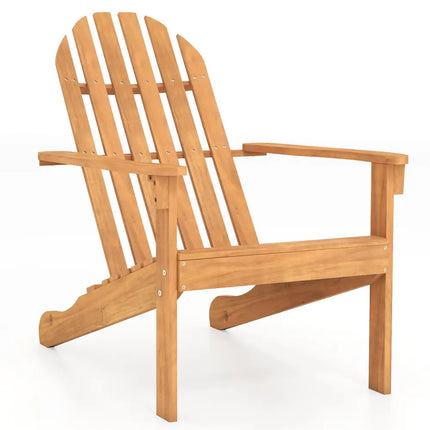 Acacia Wood Outdoor Adirondack Chair with Ergonomic Design-Natural - Natural - Adirondack Chairs