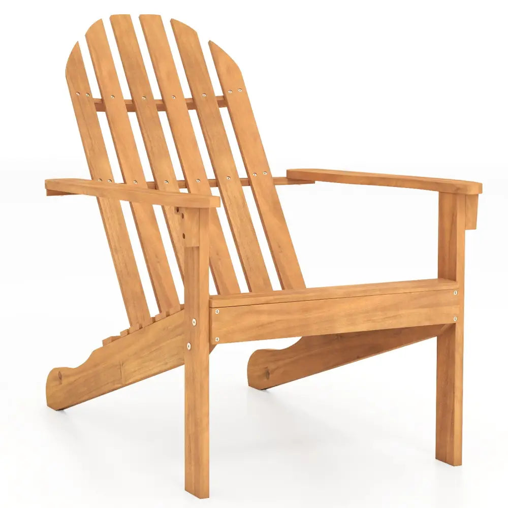 Acacia Wood Outdoor Adirondack Chair with Ergonomic Design-Natural - Natural - Adirondack Chairs