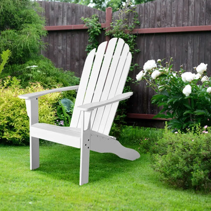 Acacia Wood Outdoor Adirondack Chair with Ergonomic Design-White - White - Adirondack Chairs