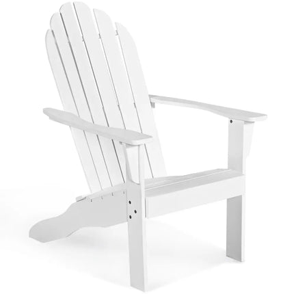 Acacia Wood Outdoor Adirondack Chair with Ergonomic Design-White - White - Adirondack Chairs
