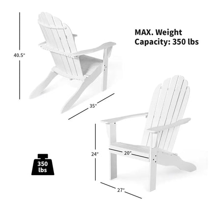 Acacia Wood Outdoor Adirondack Chair with Ergonomic Design-White - White - Adirondack Chairs
