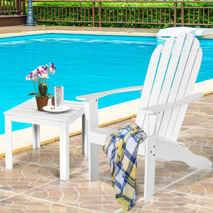 Acacia Wood Outdoor Adirondack Chair with Ergonomic Design-White - White - Adirondack Chairs