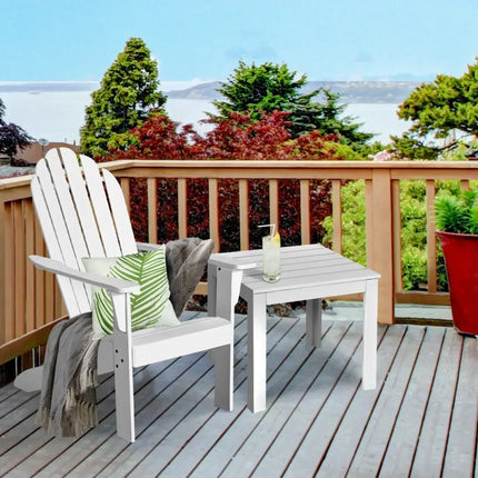 Acacia Wood Outdoor Adirondack Chair with Ergonomic Design-White - White - Adirondack Chairs