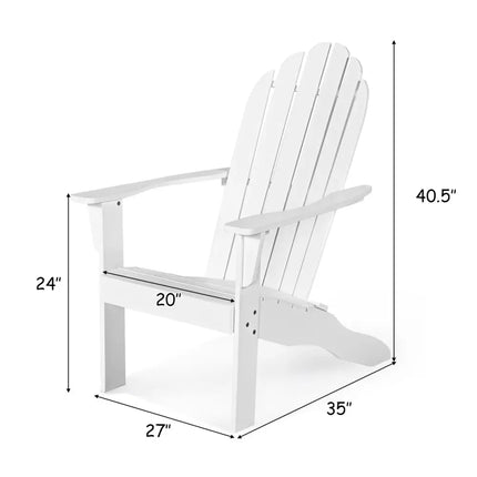 Acacia Wood Outdoor Adirondack Chair with Ergonomic Design-White - White - Adirondack Chairs