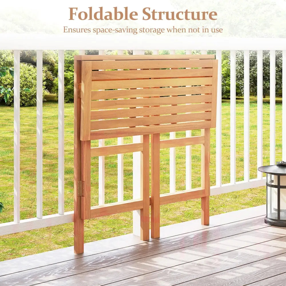 Acacia Wood Outdoor Bar Table with Slatted Tabletop for Balcony - Bar Tables