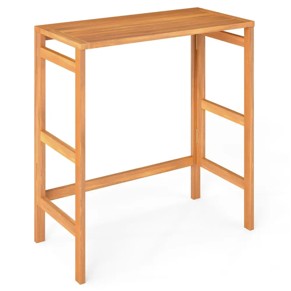 Acacia Wood Outdoor Bar Table with Slatted Tabletop for Balcony - Bar Tables