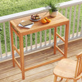 Acacia Wood Outdoor Bar Table with Slatted Tabletop for Balcony - Bar Tables
