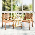 Acacia Wood Outdoor Dining Chairs Set of 2 PE Rattan Patio Chairs with Backrests and Armrests - Patio Dining Chairs