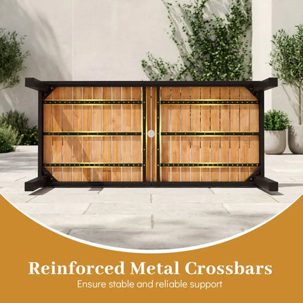 Acacia Wood Outdoor Dining Table with 1.97’’ Umbrella Hole for 6 People - Patio Dining Tables