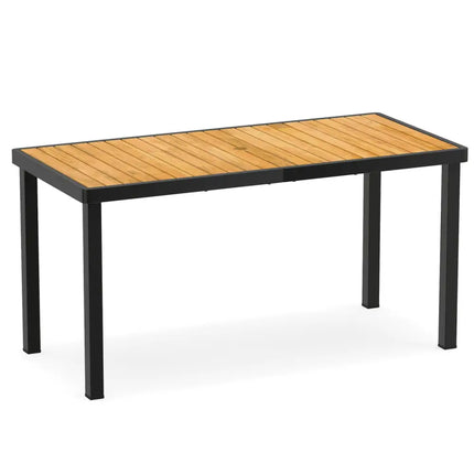 Acacia Wood Outdoor Dining Table with 1.97’’ Umbrella Hole for 6 People - Patio Dining Tables