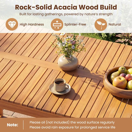 Acacia Wood Outdoor Garden Bench Set of 1/2 with Slatted Seat for Front Porch-Set of 1 - Outdoor Benches