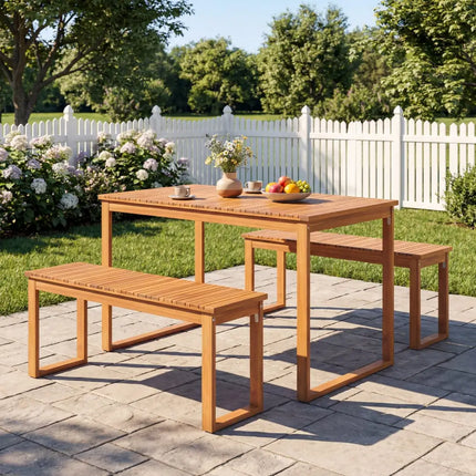 Acacia Wood Outdoor Garden Bench Set of 1/2 with Slatted Seat for Front Porch-Set of 1 - Outdoor Benches