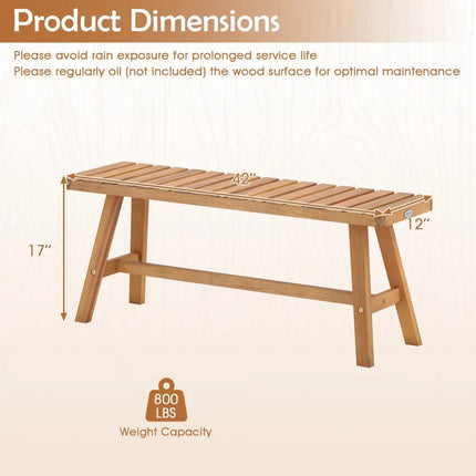 Acacia Wood Outdoor Garden Bench Set of 1/2 with Slatted Seat and 800 lbs Capacity-Set of 1 - Outdoor Benches