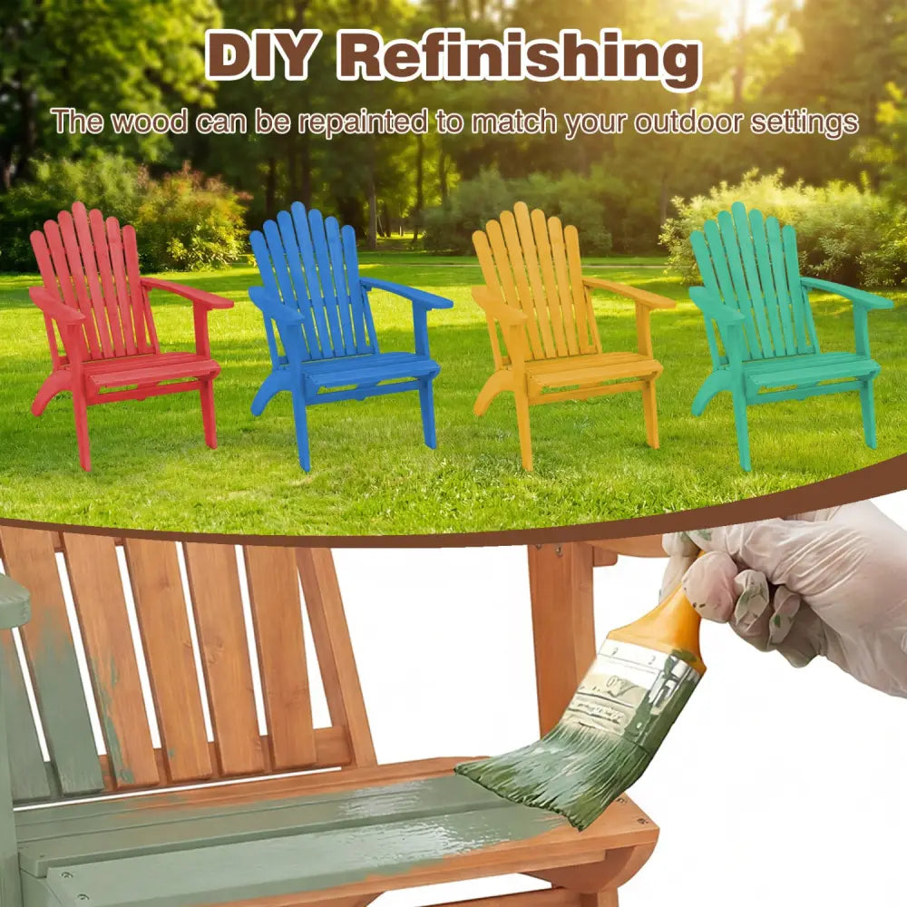 Acacia Wood Outdoor Patio Chair with 400 lbs Weight Capacity-Natural - Natural - Adirondack Chairs