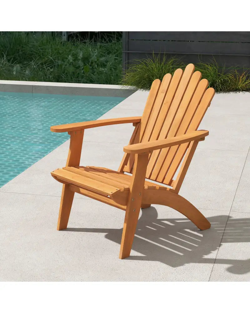 Acacia Wood Outdoor Patio Chair with 400 lbs Weight Capacity-Natural - Natural - Adirondack Chairs