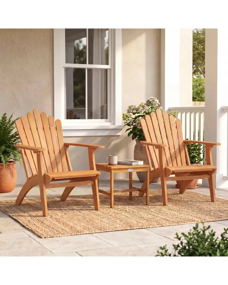 Acacia Wood Outdoor Patio Chair with 400 lbs Weight Capacity-Natural - Natural - Adirondack Chairs