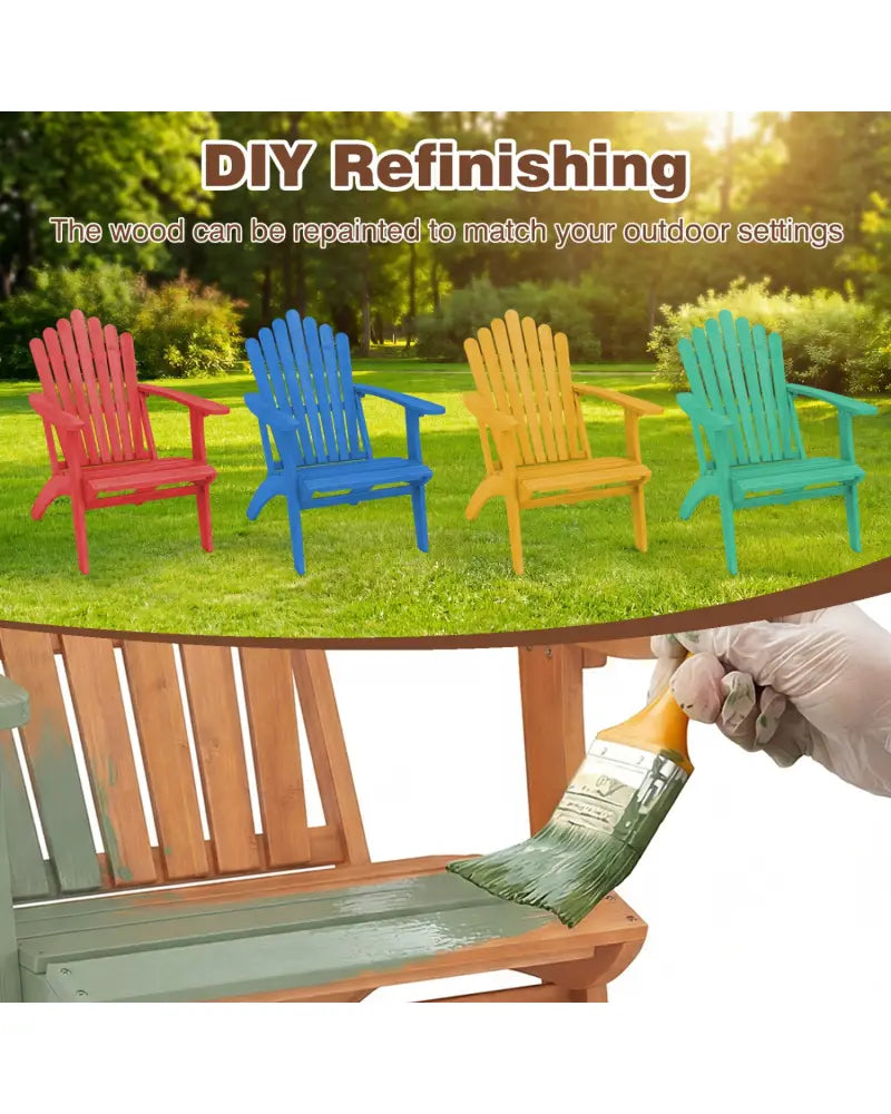 Acacia Wood Outdoor Patio Chair with 400 lbs Weight Capacity-Natural - Natural - Adirondack Chairs