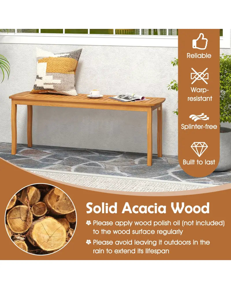 Acacia Wood Outdoor Table and Bench Chairs Set with 1.97 Inch Umbrella Hole - Patio Dining Sets