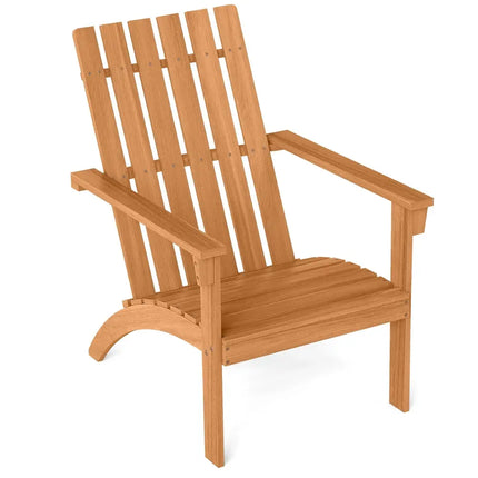 Acacia Wood Patio Adirondack Chair with Inclined Seat and High Backrest for Porch-Natural - Natural - Adirondack Chairs