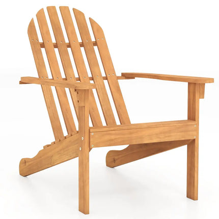 Acacia Wood Patio Adirondack Chair with Inclined Seat and High Backrest for Porch Poolside-Natural - Natural