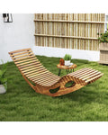 Acacia Wood Patio Rocking Sun Lounger Chaise Lounge with Ergonomic Curved Seat - Natural - Patio Rocking Chairs &