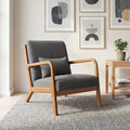 Accent Chair Corduroy Upholstered Lounge Chair with Lumbar Pillow-Gray - Gray - Accent Chairs