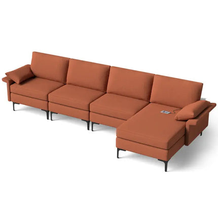 Accent Chair + Side Table + L-Shaped Sectional Sofa /3-Piece Modern Living Room Furniture Set/ - Gray - Sofas &
