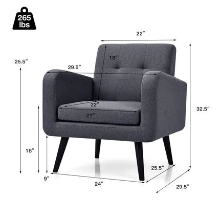 Accent Chair + Side Table + L-Shaped Sectional Sofa /3-Piece Modern Living Room Furniture Set/ - Gray - Sofas &