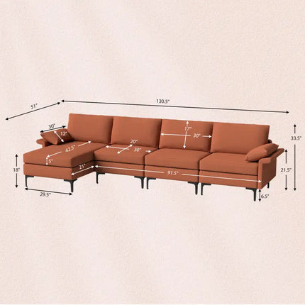 Accent Chair + Side Table + L-Shaped Sectional Sofa /3-Piece Modern Living Room Furniture Set/ - Gray - Sofas &