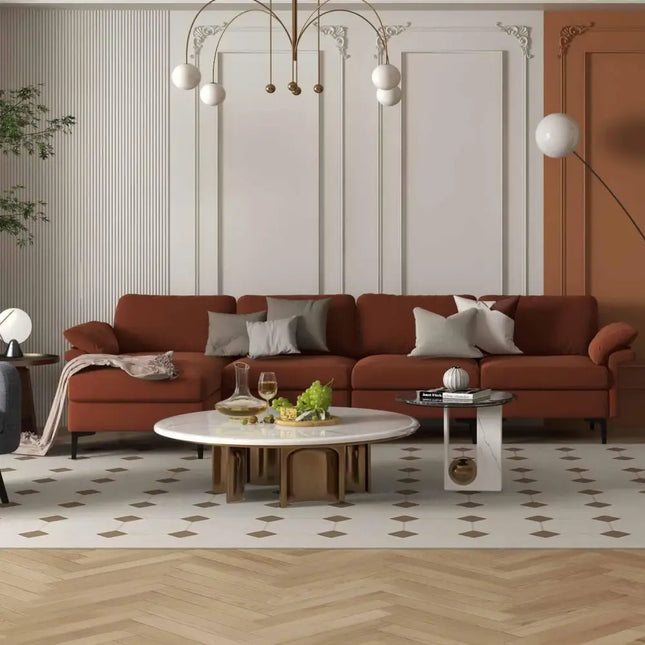 Accent Chair + Side Table + L-Shaped Sectional Sofa /3-Piece Modern Living Room Furniture Set/ - Gray - Sofas &