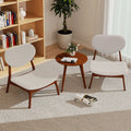 Accent Chairs Set of 2 with Side Table and Solid Wood Frame-Beige - Beige - Accent Chairs