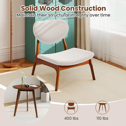 Accent Chairs Set of 2 with Side Table and Solid Wood Frame-Beige - Beige - Accent Chairs