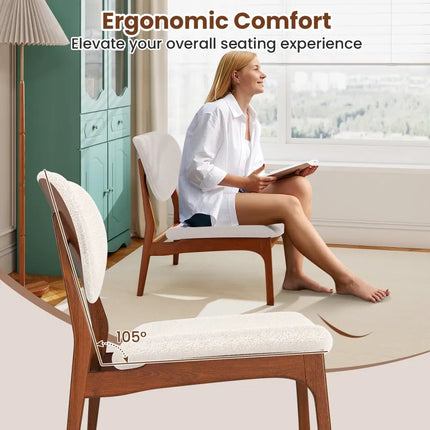 Accent Chairs Set of 2 with Side Table and Solid Wood Frame-Beige - Beige - Accent Chairs
