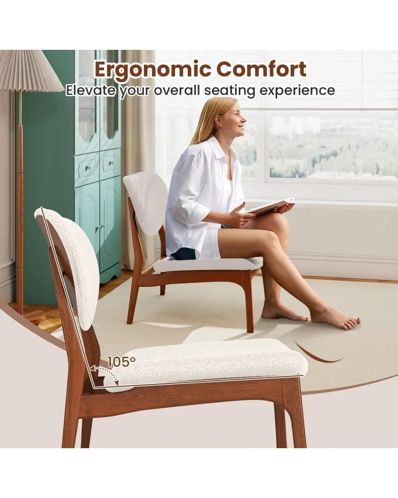Accent Chairs Set of 2 with Side Table and Solid Wood Frame-Beige - Beige - Accent Chairs