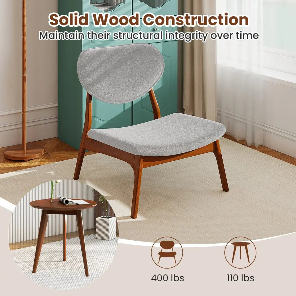 Accent Chairs Set of 2 with Side Table and Solid Wood Frame-Gray - Gray - Accent Chairs