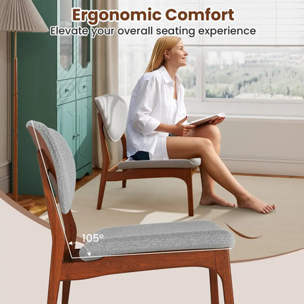 Accent Chairs Set of 2 with Side Table and Solid Wood Frame-Gray - Gray - Accent Chairs