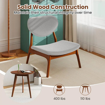 Accent Chairs Set of 2 with Side Table and Solid Wood Frame-Gray - Gray - Accent Chairs