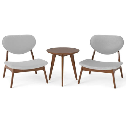 Accent Chairs Set of 2 with Side Table and Solid Wood Frame-Gray - Gray - Accent Chairs