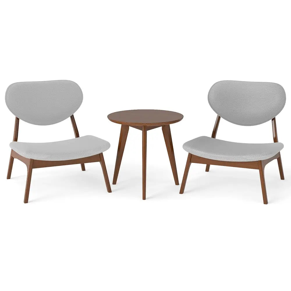 Accent Chairs Set of 2 with Side Table and Solid Wood Frame-Gray - Gray - Accent Chairs