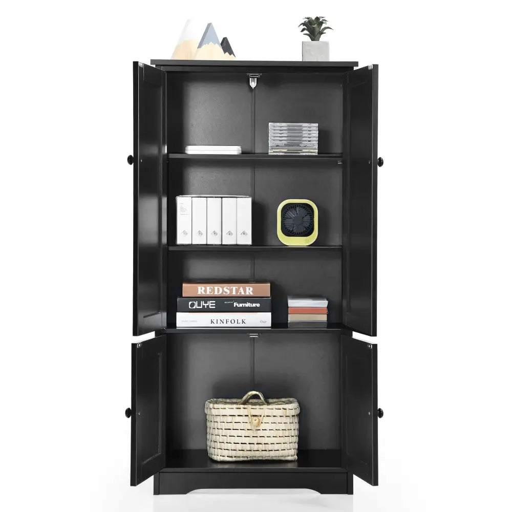 Accent Floor Storage Cabinet with Adjustable Shelves Antique 2-Door-Black - Black - Sideboards Cabinets & Buffets