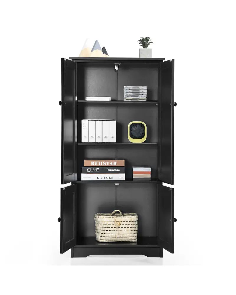 Accent Floor Storage Cabinet with Adjustable Shelves Antique 2-Door-Black - Black - Sideboards Cabinets & Buffets