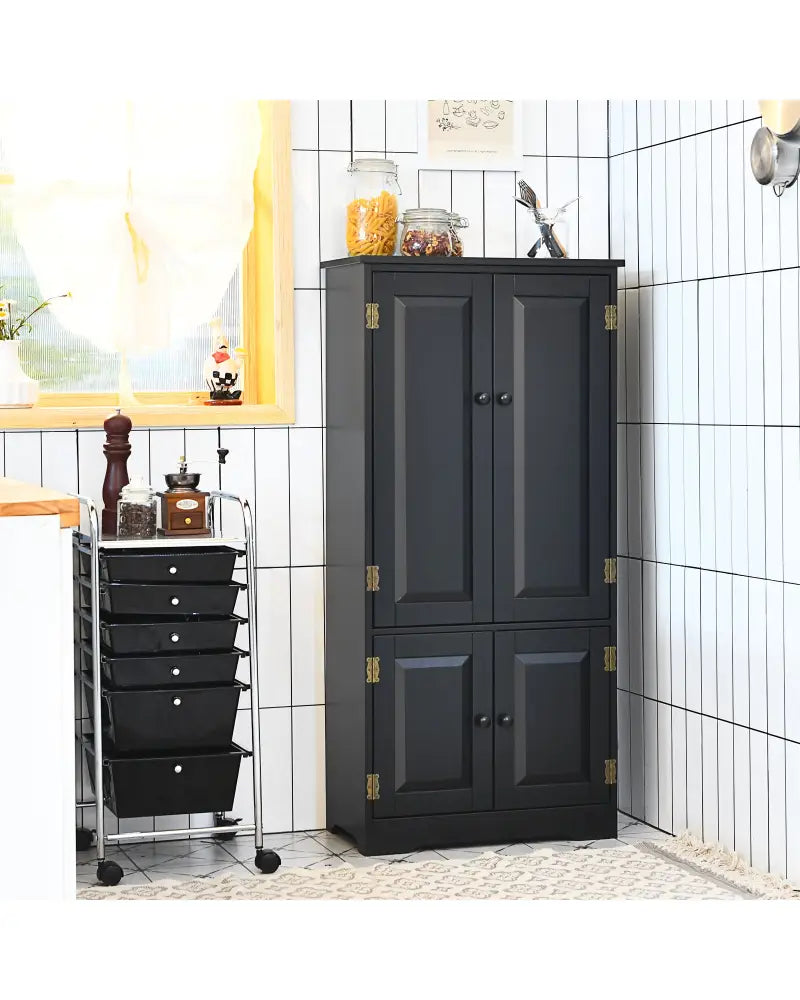 Accent Floor Storage Cabinet with Adjustable Shelves Antique 2-Door-Black - Black - Sideboards Cabinets & Buffets