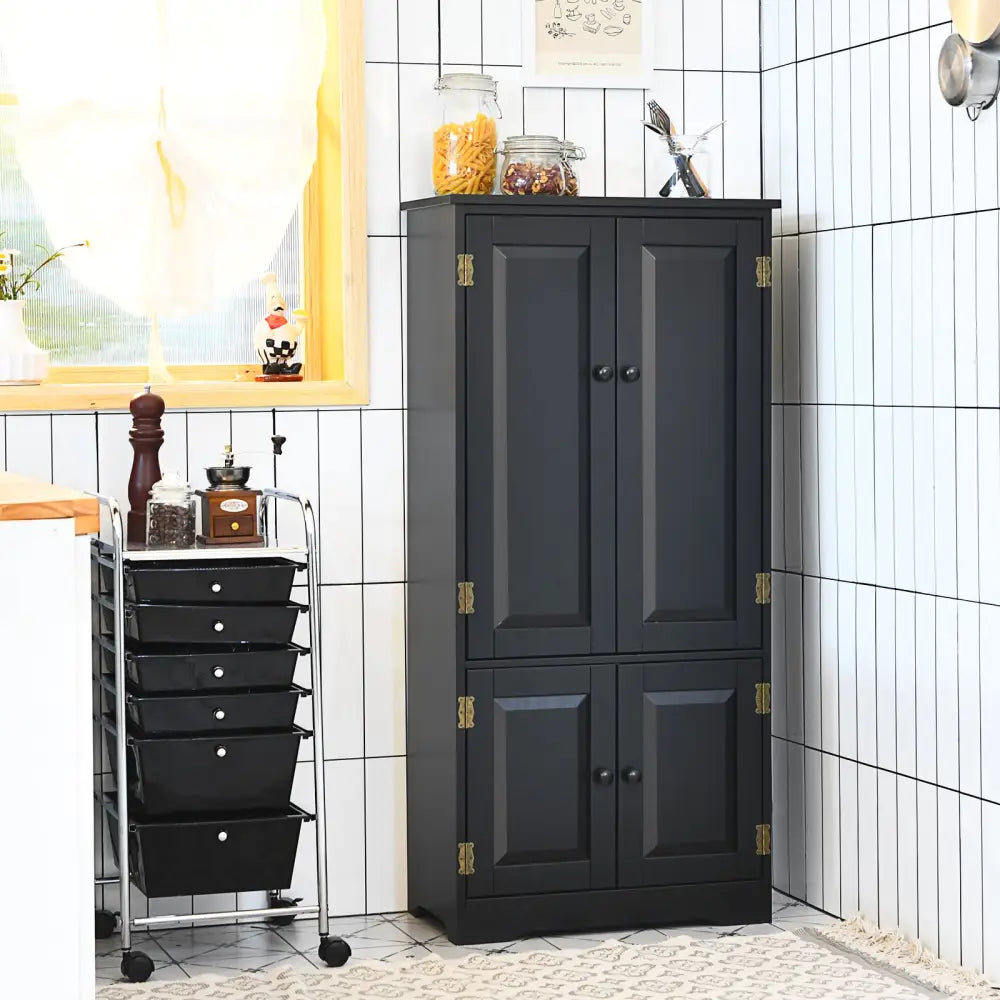 Accent Floor Storage Cabinet with Adjustable Shelves Antique 2-Door-Black - Black - Sideboards Cabinets & Buffets