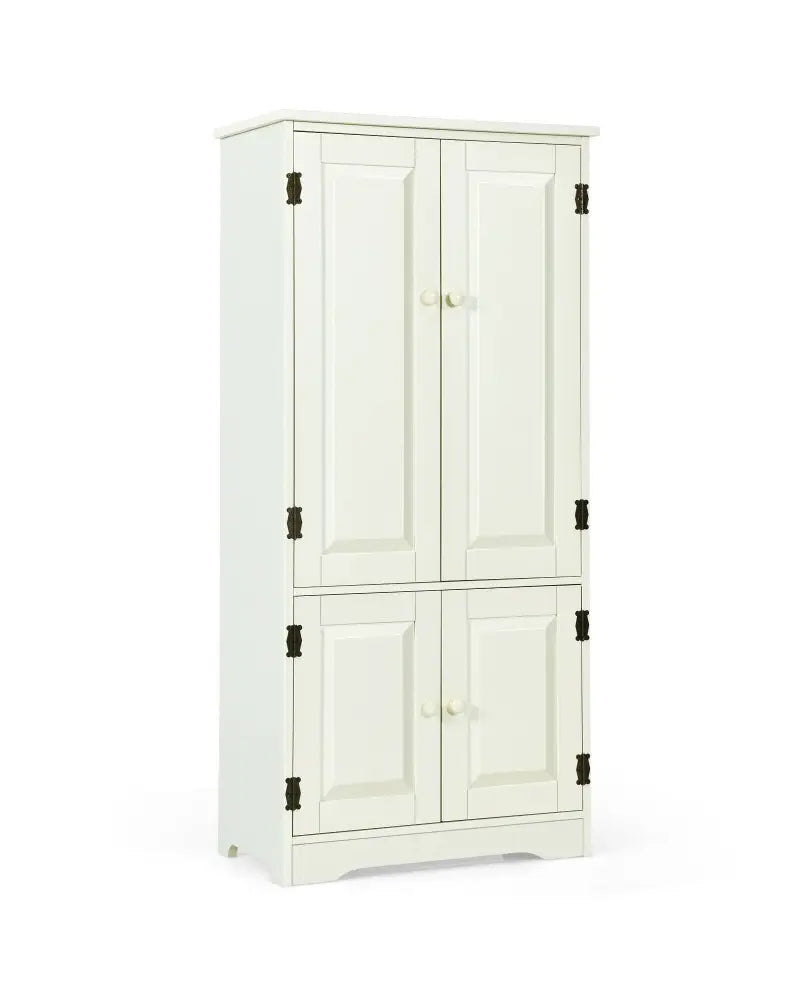 Accent Floor Storage Cabinet with Adjustable Shelves Antique 2-Door-Cream White - White - Sideboards Cabinets & Buffets