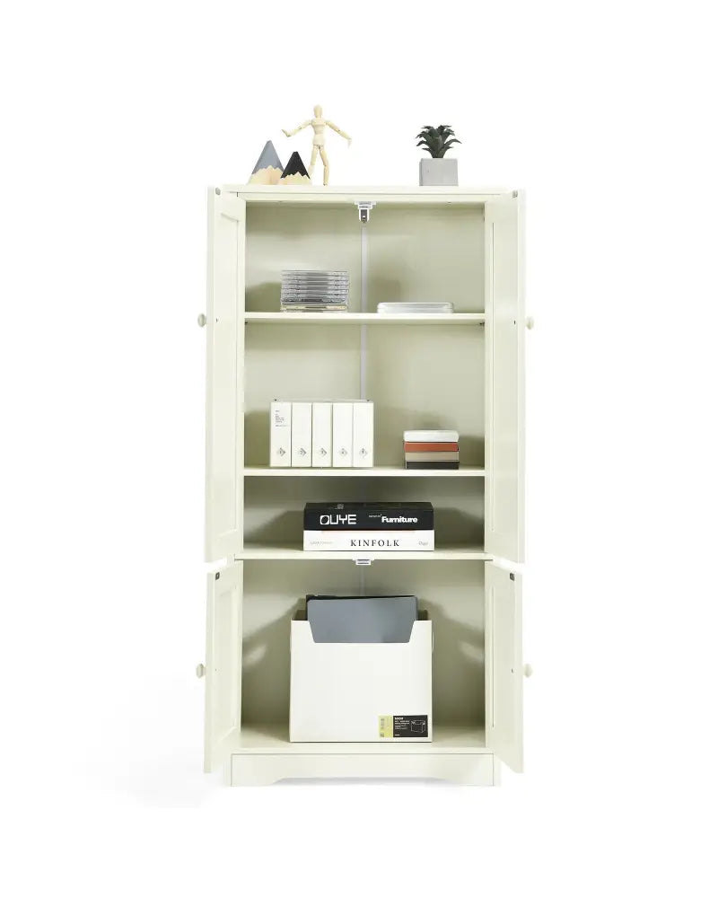 Accent Floor Storage Cabinet with Adjustable Shelves Antique 2-Door-Cream White - White - Sideboards Cabinets & Buffets