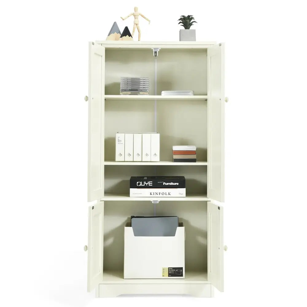 Accent Floor Storage Cabinet with Adjustable Shelves Antique 2-Door-Cream White - White - Sideboards Cabinets & Buffets