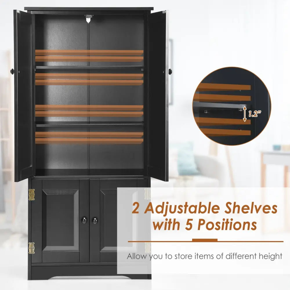 Accent Floor Storage Cabinet with Adjustable Shelves Antique 2-Door-Black - Black - Sideboards Cabinets & Buffets